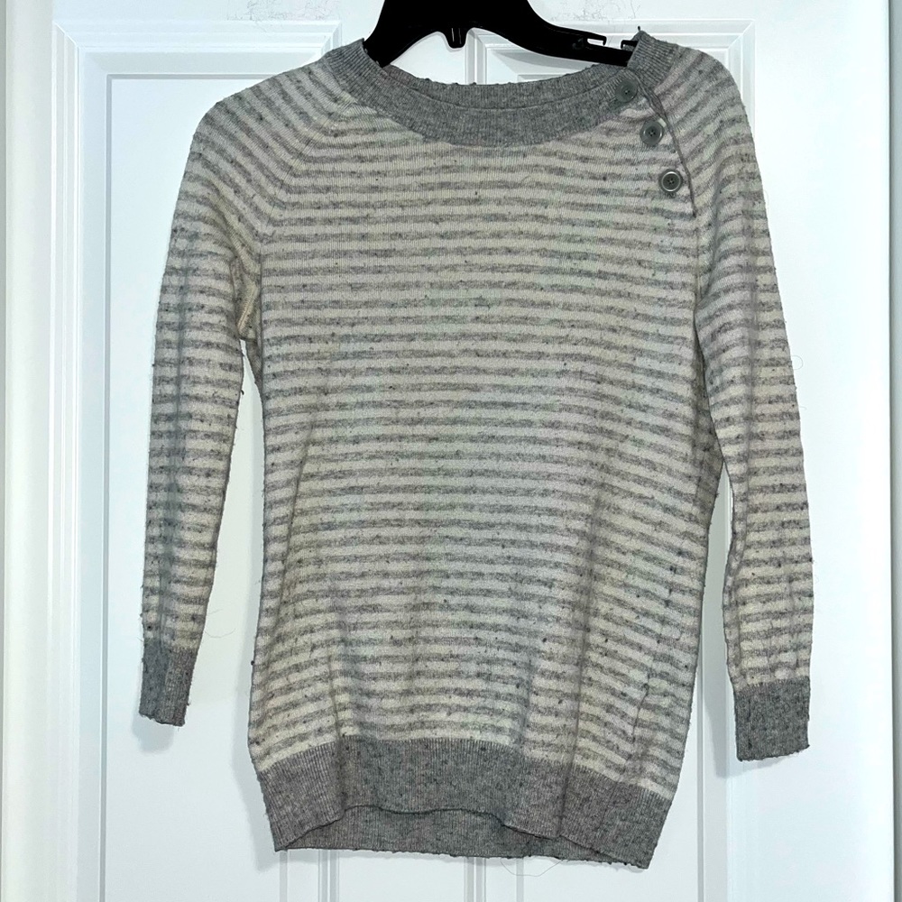 Banana Republic Gray/White Striped Sweater